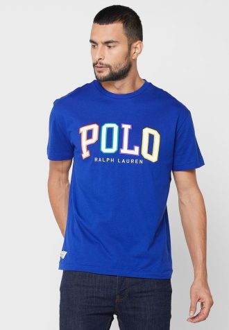 Mavi Erkek Ralph Lauren Logolu Yuvarlak Yaka Tişörtler