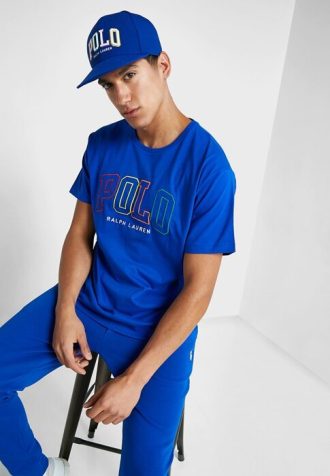 Mavi Erkek Ralph Lauren Logolu Yuvarlak Yaka Tişörtler