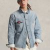 Mavi Erkek Ralph Lauren Mikro Kareli Indigo Kot Ceketler Mavi Erkek Ralph Lauren Mikro Kareli Indigo Kot Ceketler