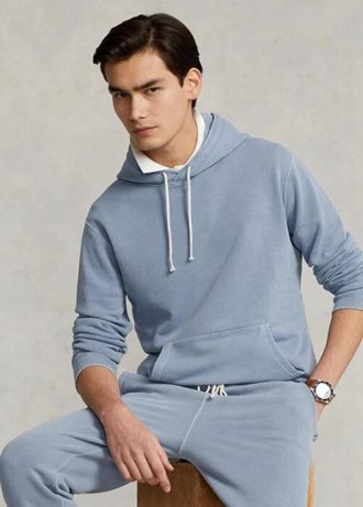 Mavi Erkek Ralph Lauren Organik Pamuklu Polar Kapüşonlu Üst