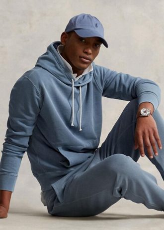 Mavi Erkek Ralph Lauren Organik Pamuklu Polar Kapüşonlu Üst