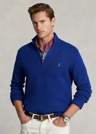 Mavi Erkek Ralph Lauren Pamuklu Çeyrek Fermuarlı Kazak Mavi Erkek Ralph Lauren Pamuklu Çeyrek Fermuarlı Kazak
