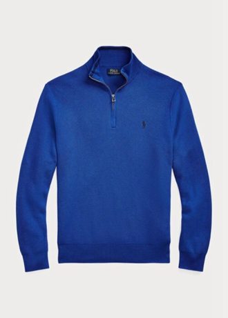 Mavi Erkek Ralph Lauren Örgülü Pamuklu Çeyrek Fermuarlı Kazak Mavi Erkek Ralph Lauren Örgülü Pamuklu Çeyrek Fermuarlı Kazak