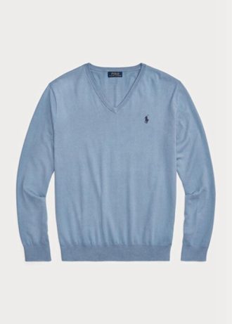 Mavi Erkek Ralph Lauren Slim Fit Dokulu Pamuklu Kazak