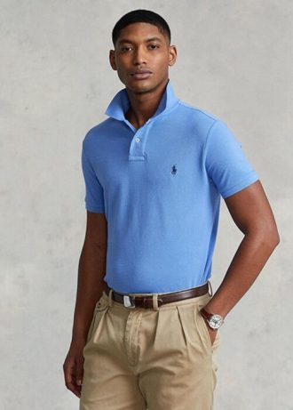 Mavi Erkek Ralph Lauren Özel Slim Fit File Polo Tişörtler
