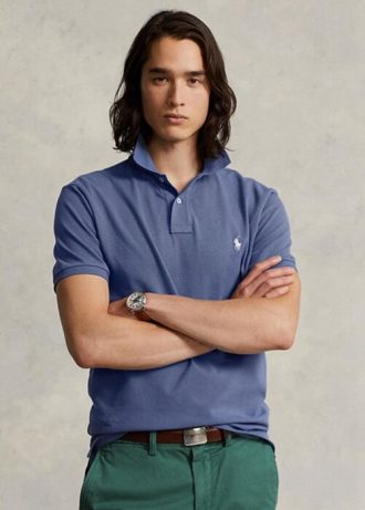 Mavi Erkek Ralph Lauren Özel Slim Fit File Polo Tişörtler