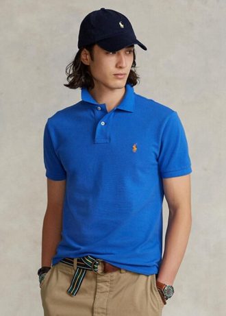 Mavi Erkek Ralph Lauren Özel Slim Fit File Polo Tişörtler