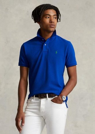 Mavi Erkek Ralph Lauren Özel Slim Fit File Polo Tişörtler
