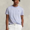 Mavi Erkek Ralph Lauren Özel Slim Fit Çizgili Jersey Tişörtleri Mavi Erkek Ralph Lauren Özel Slim Fit Çizgili Jersey Tişörtleri