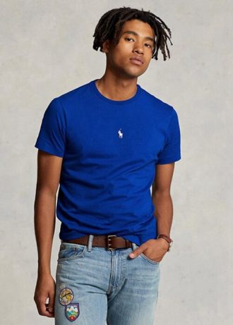 Mavi Erkek Ralph Lauren Özel Slim Fit Yuvarlak Yaka Tişörtler