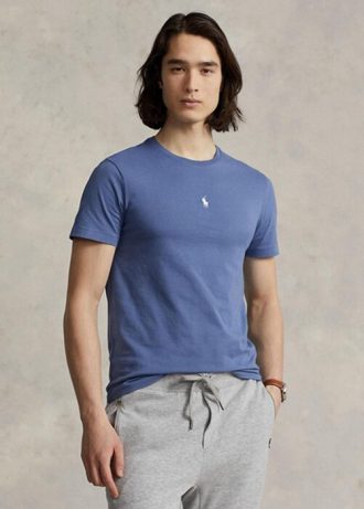 Mavi Erkek Ralph Lauren Özel Slim Fit Yuvarlak Yaka Tişörtler