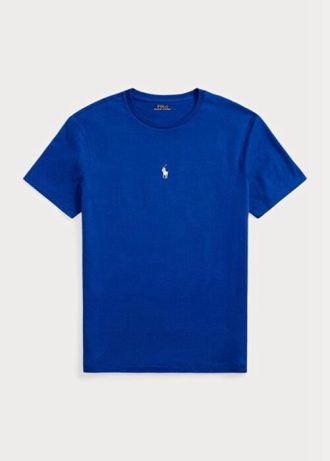 Mavi Erkek Ralph Lauren Özel Slim Fit Yuvarlak Yaka Tişörtler