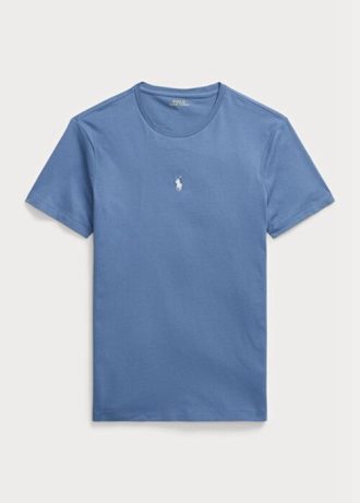 Mavi Erkek Ralph Lauren Özel Slim Fit Yuvarlak Yaka Tişörtler
