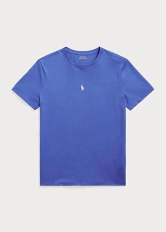 Mavi Erkek Ralph Lauren Özel Slim Fit Yuvarlak Yaka Tişörtler