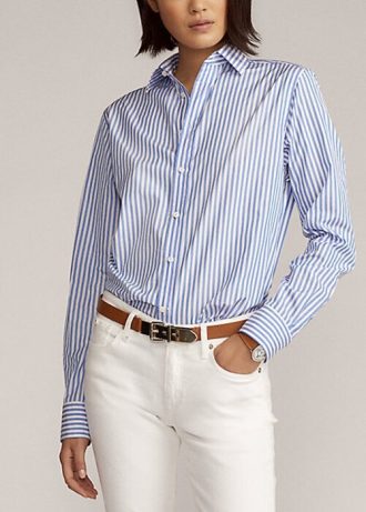 Mavi Kadın Ralph Lauren Adrien Çizgili Pamuklu Gömlekler