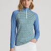 Mavi Kadın Ralph Lauren Baskılı Jersey Çeyrek Fermuarlı Sweatshirt