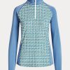 Mavi Kadın Ralph Lauren Baskılı Jersey Çeyrek Fermuarlı Sweatshirt