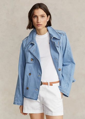 Mavi Kadın Ralph Lauren Büyük Boy Boxy Fit Kot Montlar