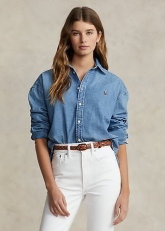 Mavi Kadın Ralph Lauren Büyük Boy Kot Gömlekler