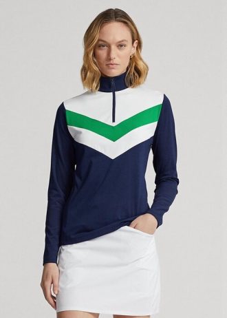 Mavi Kadın Ralph Lauren Chevron-şeritli Çeyrek Fermuarlı Kazak Sweatshirt Mavi Kadın Ralph Lauren Chevron-şeritli Çeyrek Fermuarlı Kazak Sweatshirt
