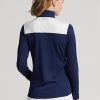 Mavi Kadın Ralph Lauren Chevron-şeritli Çeyrek Fermuarlı Kazak Sweatshirt