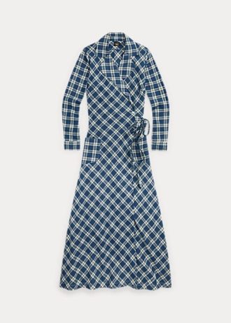 Mavi Kadın Ralph Lauren Ekose Pamuklu Vual Elbise