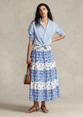 Mavi Kadın Ralph Lauren Çiçek Çizgili Katmanlı Pamuklu Etekler