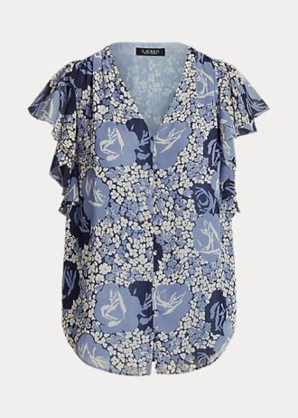 Mavi Kadın Ralph Lauren Çiçekli Buruşuk Georgette Gömlekler