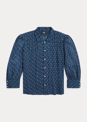 Mavi Kadın Ralph Lauren Çiçekli Buruşuk Pamuklu Vual Bluz Gömlekler