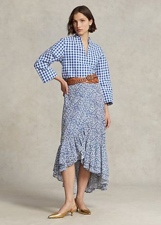 Mavi Kadın Ralph Lauren Çiçekli Fırfırlı Krep Etekler