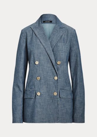 Mavi Kadın Ralph Lauren Çift Düğmeli Şambray Blazer