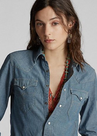 Mavi Kadın Ralph Lauren Indigo Chambray Western Gömlekler