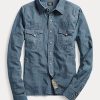 Mavi Kadın Ralph Lauren Indigo Chambray Western Gömlekler