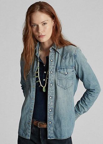 Mavi Kadın Ralph Lauren Indigo Denim Western Gömlekler