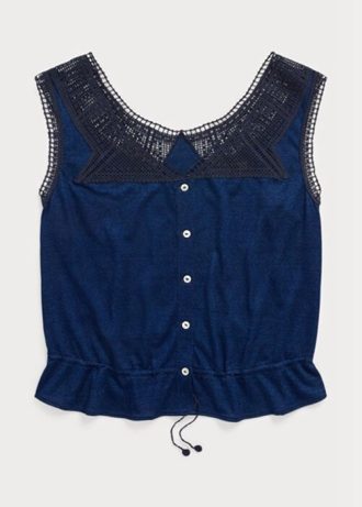 Mavi Kadın Ralph Lauren Indigo Tığ İşi Kenarlı Atlet Üstler Mavi Kadın Ralph Lauren Indigo Tığ İşi Kenarlı Atlet Üstler
