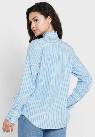 Mavi Kadın Ralph Lauren Çizgili Fırfır Detaylı Gömlekler