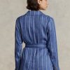 Mavi Kadın Ralph Lauren Çizgili Kemerli Keten-Pamuklu Blazer Mavi Kadın Ralph Lauren Çizgili Kemerli Keten-Pamuklu Blazer