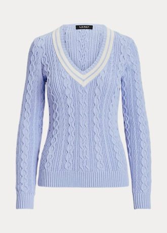 Mavi Kadın Ralph Lauren Kablo Örgü Kriket Kazakları Mavi Kadın Ralph Lauren Kablo Örgü Kriket Kazakları