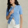 Mavi Kadın Ralph Lauren Kablo Örgü Kısa Kollu Kazaklar Mavi Kadın Ralph Lauren Kablo Örgü Kısa Kollu Kazaklar