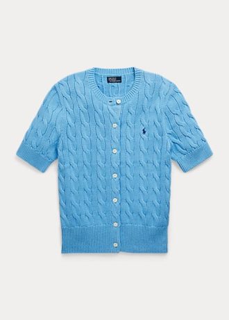 Mavi Kadın Ralph Lauren Kablo Örgü Kısa Kollu Kazaklar Mavi Kadın Ralph Lauren Kablo Örgü Kısa Kollu Kazaklar