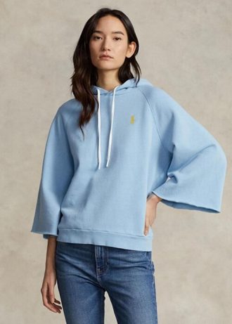 Mavi Kadın Ralph Lauren Kesik Manşetli Polar Kapüşonlu Üst