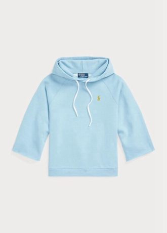 Mavi Kadın Ralph Lauren Kesik Manşetli Polar Kapüşonlu Üst
