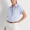 Mavi Kadın Ralph Lauren Keten Dolman Kollu Gömlek