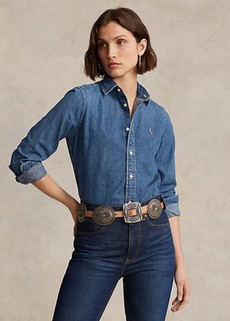 Mavi Kadın Ralph Lauren Kot Gömlekler