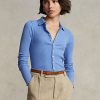 Mavi Kadın Ralph Lauren Kısa Kenarlı Düğmeli Polo Tişörtler Mavi Kadın Ralph Lauren Kısa Kenarlı Düğmeli Polo Tişörtler