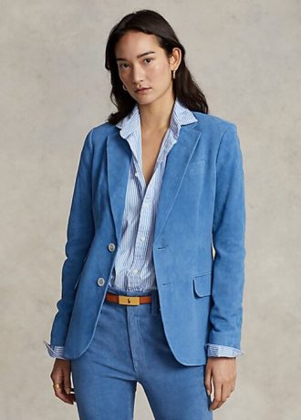 Mavi Kadın Ralph Lauren Kuzu Derisi Süet Blazer