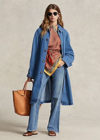 Mavi Kadın Ralph Lauren Pamuk-İpek Karışımlı Araba Montları