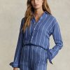 Mavi Kadın Ralph Lauren Rahat Kesim Çizgili Keten Gömlekler Mavi Kadın Ralph Lauren Rahat Kesim Çizgili Keten Gömlekler