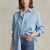 Mavi Kadın Ralph Lauren Rahat Kesim Keten Gömlekler Mavi Kadın Ralph Lauren Rahat Kesim Keten Gömlekler