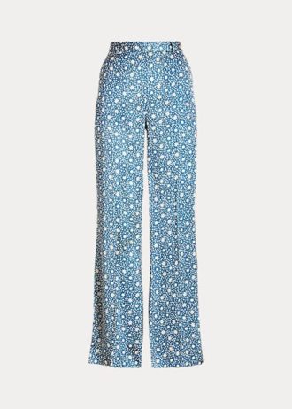 Mavi Kadın Ralph Lauren Starburst Motif Saten Geniş Paça Pantolon